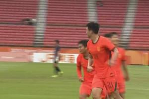 上半场补时破门!U23国足禁区混战造对手乌龙,U23国足1-0领先